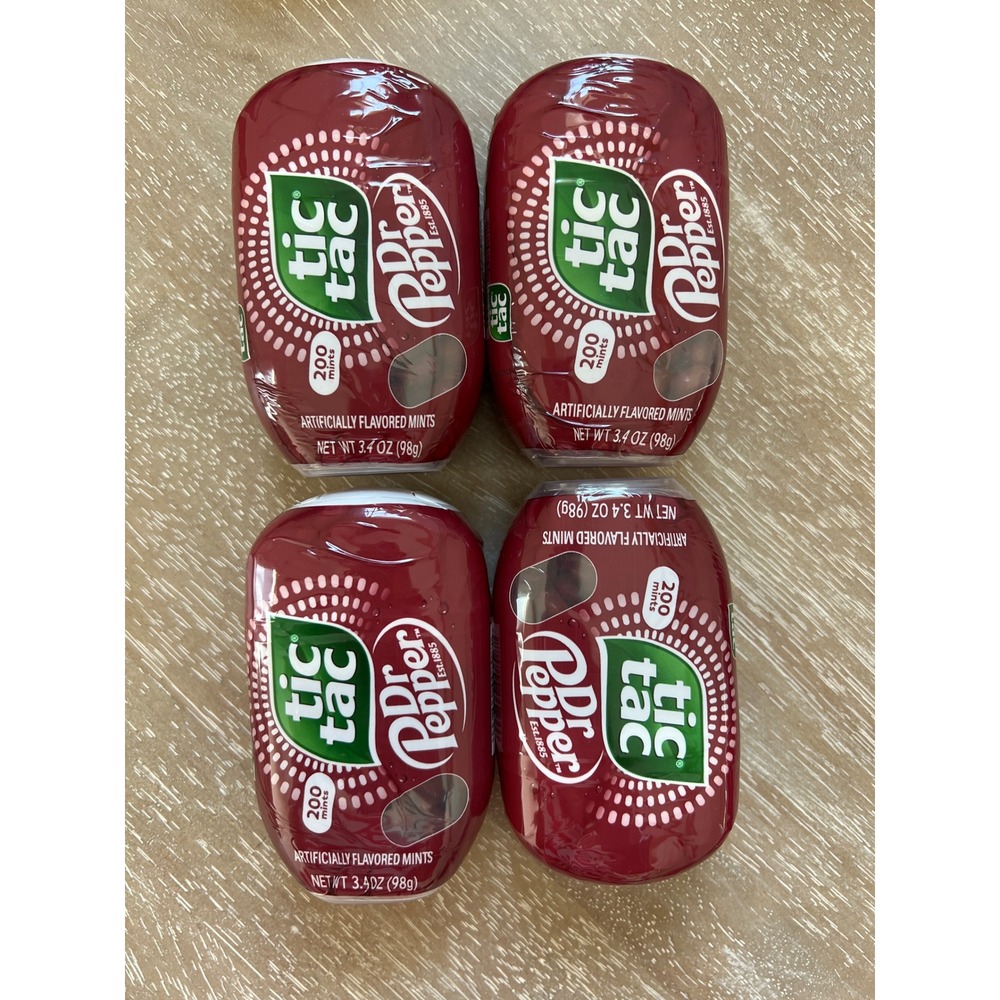 Tic Tac Dr Pepper Flavored‎ Mints 200 Count Large Packs Lot of 4 3.4oz Each